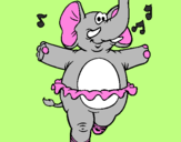 Coloring page Elephant wearing tutu painted byLauren 