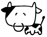 Coloring page Cow with square head painted byfat