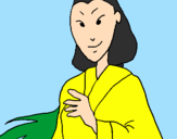 Coloring page Young Japanese woman painted byMarga