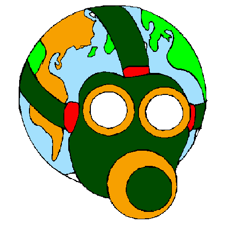 Earth with gas mask