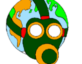 Coloring page Earth with gas mask painted bynatasha