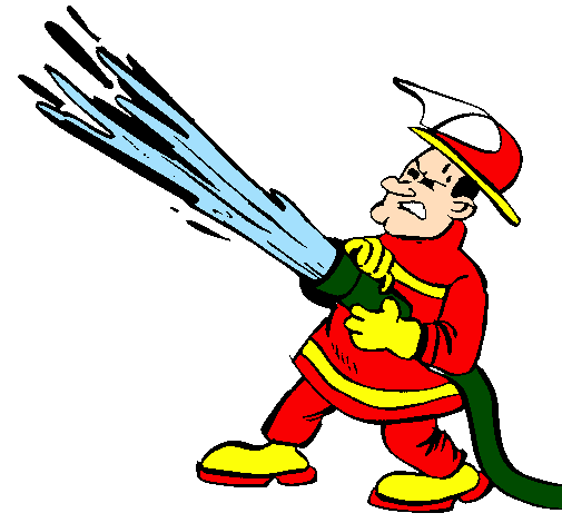 Firefighter with fire hose