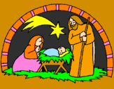 Coloring page Christmas nativity painted bysara