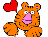 Coloring page Tiger madly in love painted byzoe