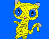 Coloring page Doodle the cat mummy painted bylinda kenya