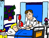 Coloring page Little boy in hospital painted byyboty
