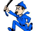 Coloring page Police officer running painted bybrad