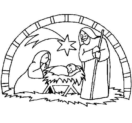 Coloring page Christmas nativity painted byyuan