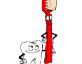 Coloring page Tooth and toothbrush painted byemma
