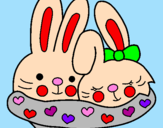 Coloring page Rabbits in love painted byDesi