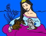 Coloring page Princess of the forest painted byCYNHIA,