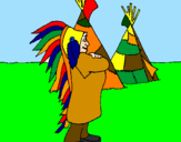 Coloring page Indian chief painted byretha