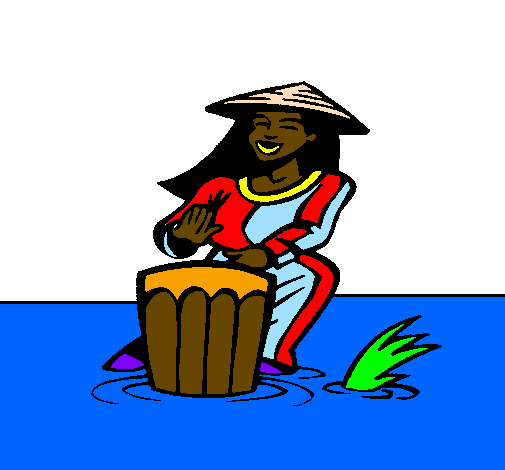 Woman playing the bongo