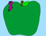 Coloring page Worm in fruit painted byemily