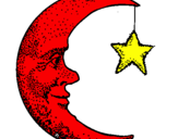 Coloring page Moon and star painted byivan