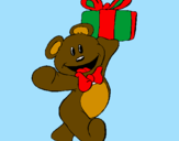 Coloring page Teddy bear with present painted bymarcella