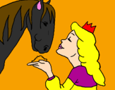 Coloring page Princess and horse painted byjulia rose