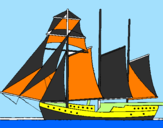 Coloring page Sailing boat with three masts painted bysimone