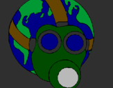 Coloring page Earth with gas mask painted byAllen