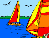 Coloring page Sails at high sea painted bykit