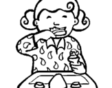 Coloring page Little girl brushing her teeth painted byCharlotte