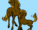 Coloring page Horses painted bypom-pom,flufy,