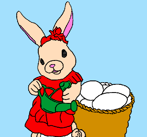 Easter bunny with watering can