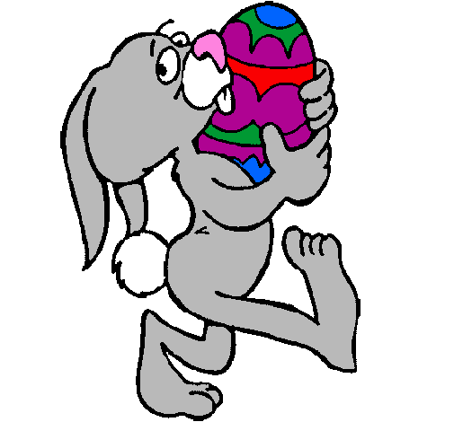 Coloring page Rabbit and Easter egg painted bylexi