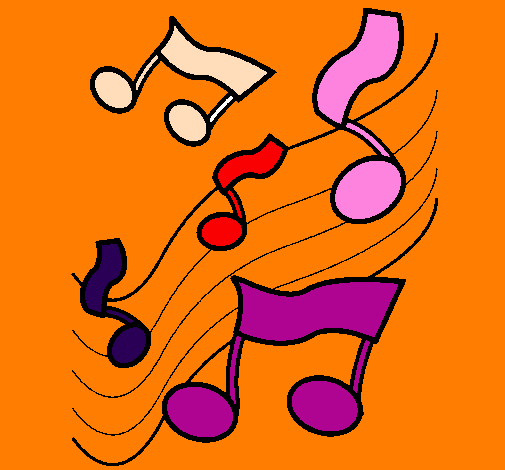 Coloring page Musical notes on the scale painted byEleni