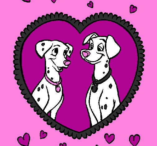 Coloring page Dalmatians in love painted bykendall