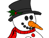 Coloring page Snowman with carrot nose painted bycary