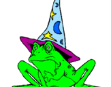 Coloring page Magician turned into a frog painted bycynthia