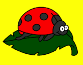 Coloring page Ladybird on a leaf painted byBRITTANY