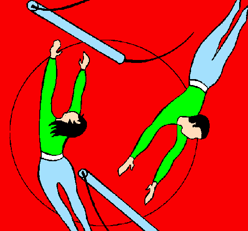 Trapeze artists jumping
