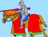 Coloring page Fighting horseman painted byguti
