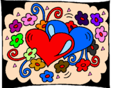 Coloring page Hearts and flowers painted bybrenda