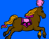 Coloring page Horse running painted bypom-pom,flufy,