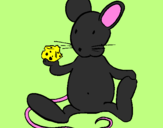 Coloring page Rat with cheese painted byCandie