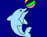 Coloring page Dolphin playing with a ball painted byJJ jones