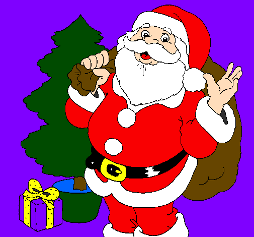 Santa Claus and a Christmas tree