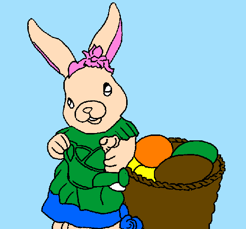 Easter bunny with watering can