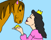 Coloring page Princess and horse painted bychloe