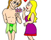 Coloring page Mayan youths in love painted byMafalda