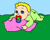 Coloring page Baby playing painted byoma van mimi