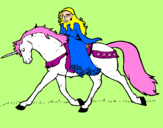 Coloring page Princess and unicorn painted byRosalea