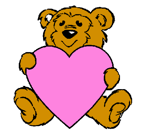 Coloring page Bear in love painted bypara itel de fer teamo