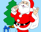 Coloring page Santa Claus and a Christmas tree painted byCupcake