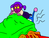 Coloring page Monster under the bed painted bychina