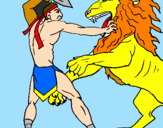 Coloring page Gladiator versus a lion painted byJorge21