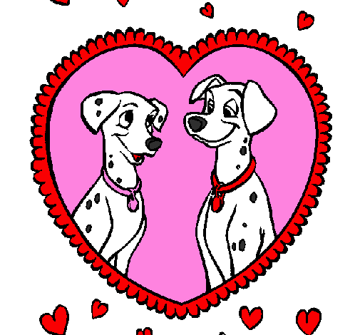 Coloring page Dalmatians in love painted bynayelis
